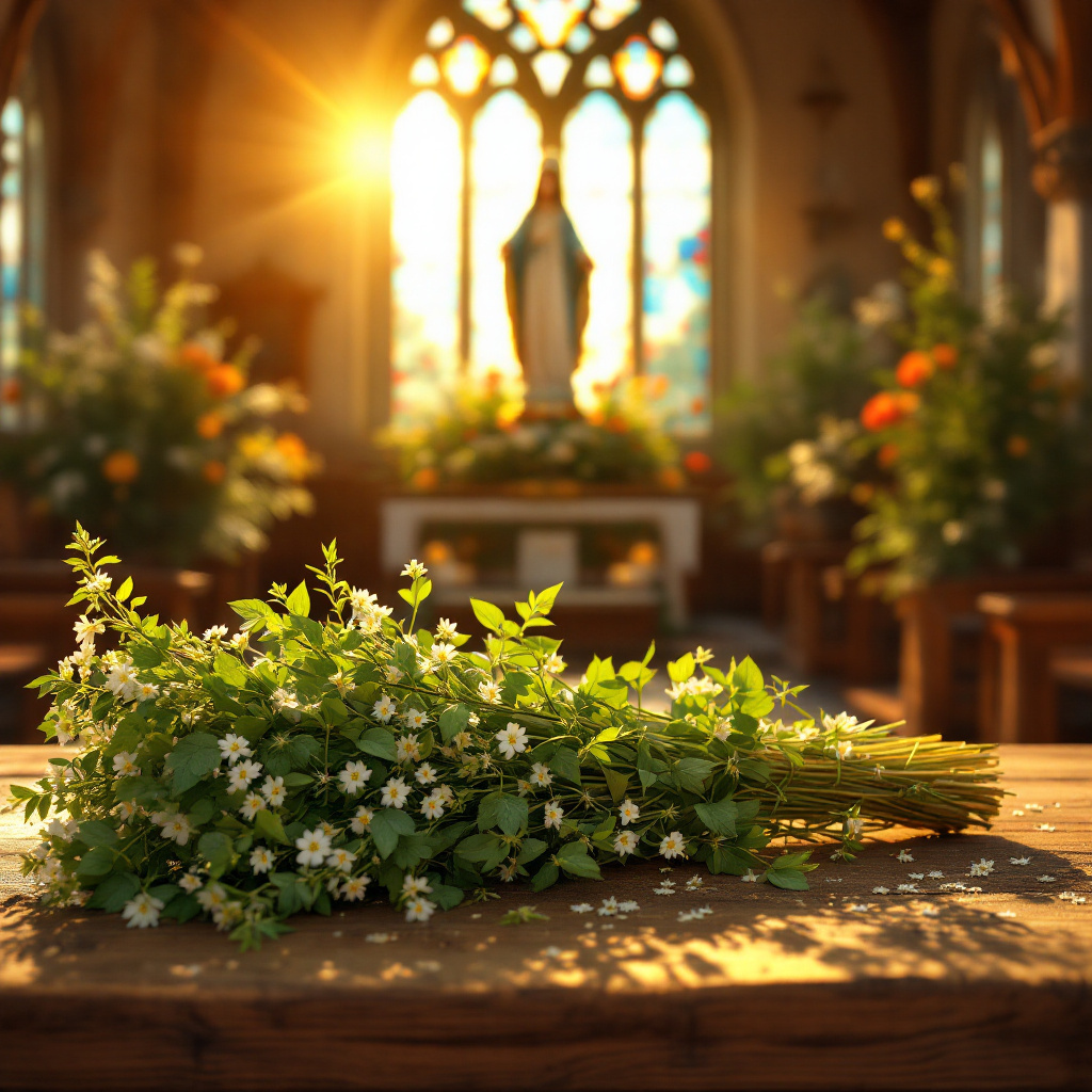 Ist Mariä Himmelfahrt ein gesetzlicher Feiertag – Kräuterbuschen zur Kräuterweihe am 15. August in der Kirche